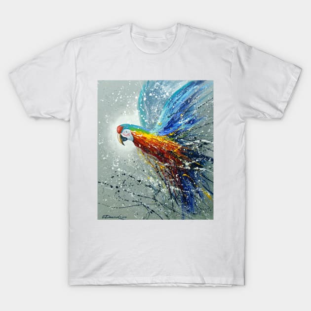 Parrot in flight T-Shirt by OLHADARCHUKART